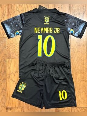 Neymar Jr Brasil Kids Youth Soccer Jersey Kit - Small Medium Large XL Ships Fast